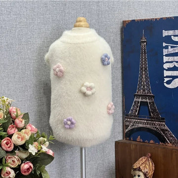 Pet Sweater Flower Sweater Cute Cat Clothing Winter Pet Clothing Dog Bottom Coat Dog Winter Coat Dog Sweater Puppy Clothes