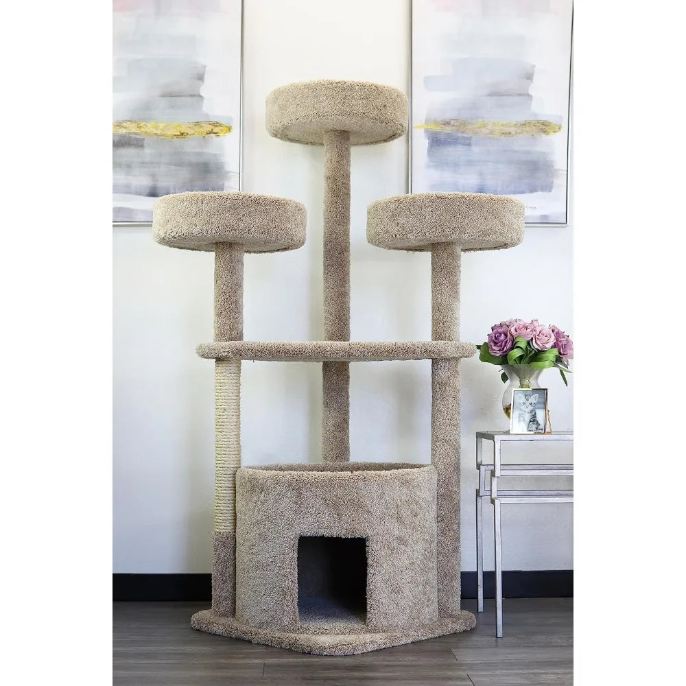 Beige Main Coon Cat House Cat Tree