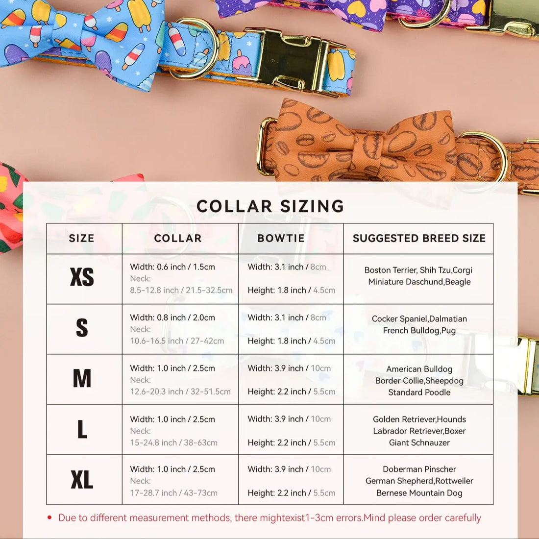 1 Pcs Valentine's Day and New Year Gifts Cute Pet Collar With Bow Tie Double Side Printed  Necklace Pet Adjustable Collar