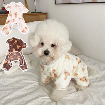 Pet Plush Jumpsuit Autumn Winter Medium Small Dog Clothes Warm Fleece Sweet Pajamas Kitten Puppy Cute Pullover Chihuahua Pug