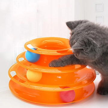 Cat turntable cat toy plastic turntable three-layer four-layer self-sport cat toy teasing cat stick to relieve boredom toys