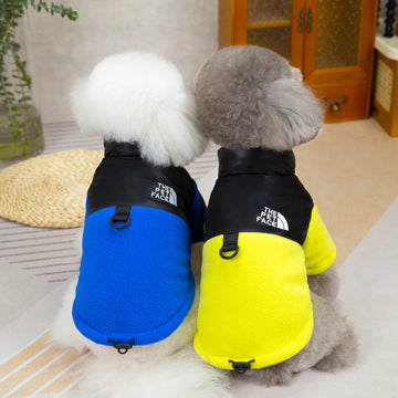 Fleece Thickened Dog Coat Autumn Winter Pet Clothes for Small Dogs with Leash Ring Sportswear Puppy Jacket Boy Girls Pet Apparel