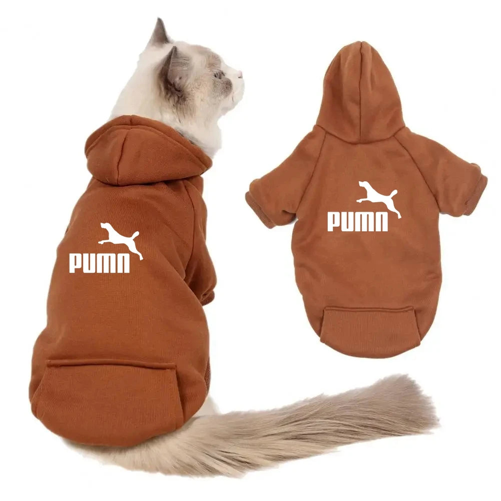 PUMN Pet Cat Hooded Sweater Thickened Warm For Winter Cat Clothes Kitty Small Dog Clothes