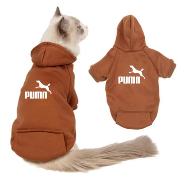 PUMN Pet Cat Hooded Sweater Thickened Warm For Winter Cat Clothes Kitty Small Dog Clothes