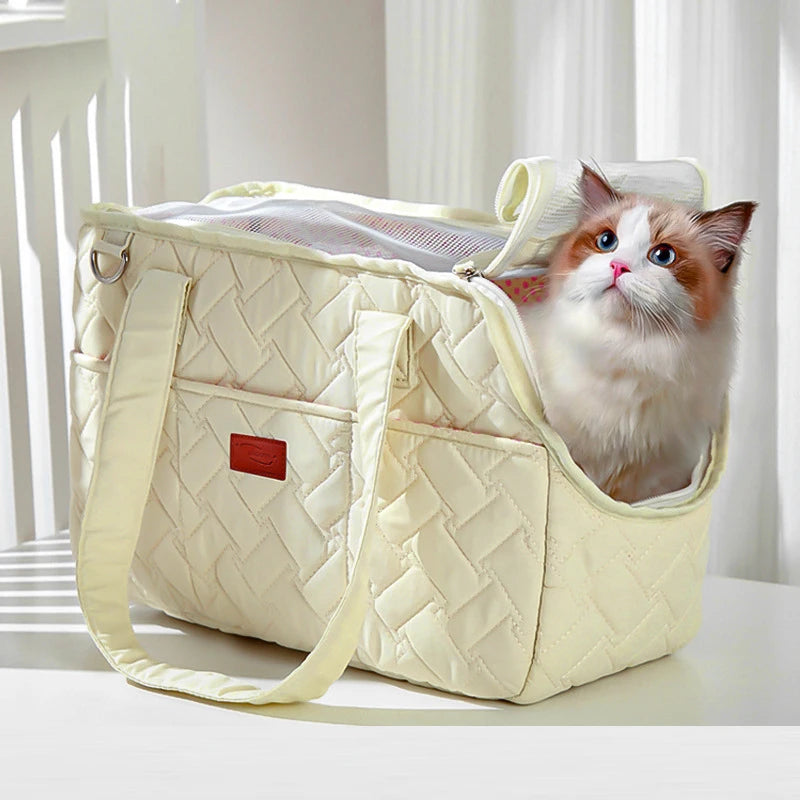 Pet cat carrying bag Escape free portable multi-function pet bag Large capacity breathable cross-body bag portable soft bag zwq