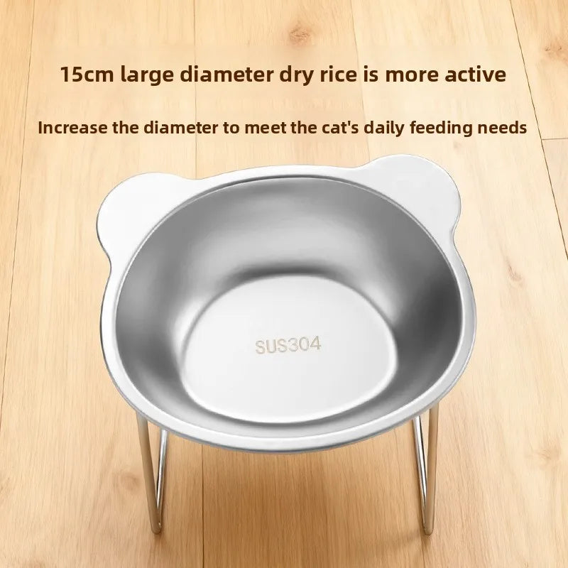 Stainless Steel Cat Bowl Stand Water Bowl Neck Protection Anti-Spill Raised Dog Bowl Pet Feeding Rack