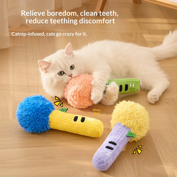 Self Play Cat Toy with Crinkle Sound Paper - Squeaky Matchstick Teaser Wand Boredom Relief Kitten Teething Pet Supplies