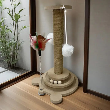 Pet Cat Toy Cat Turntable Funny Cat Stick Balls Durable Sisal Scratching Board Cat Supplies Cat Grab Column Pet Product