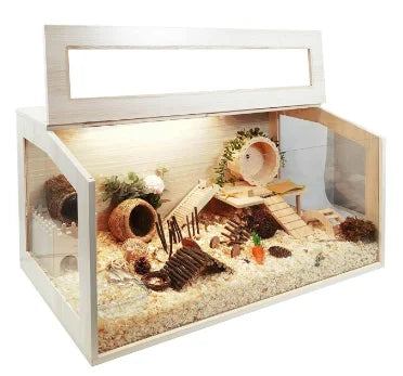 Mice and Rat Habitat Openable Top with Acrylic Sheets Solid Built Wooden Hamster Cage