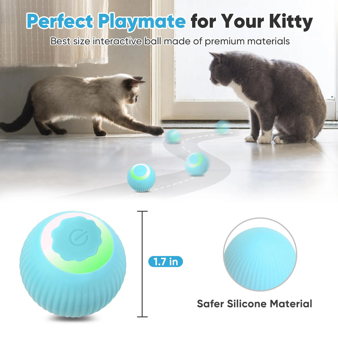 Cat Interactive Ball Training Self-moving Kitten Electric Cat Ball Toys Electronic Automatic Rolling Magic Ball Toys for Cat