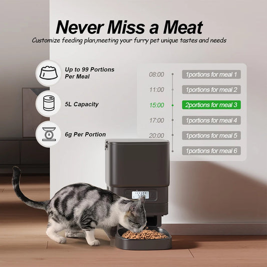 Furpipi Automatic Cat Feeder Button Version Auto Cat Food Dispenser Accessories Smart Control Pet Feeder For Cats Dog Dry Food