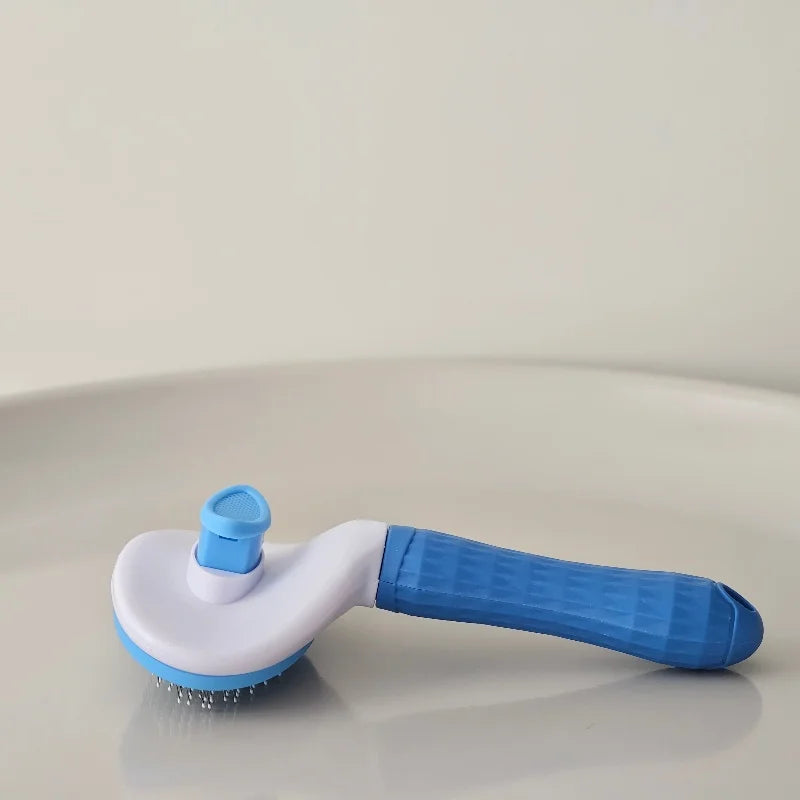 One-Click Cleaning Pet Hair Brush Plastic & Stainless Steel Needle Deshedding Tool for Dogs Cats, Easy Grooming Shedding Tool fo