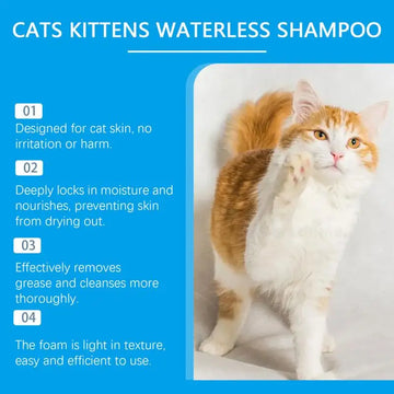 Cat Dry Shampoo No Rinse Quick-Drying Cat Shampoo Licking Safe Dry Shampoo 60ml Gentle Foam Shampoo For Cats Deep Cleansing