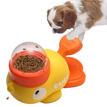 Yellow Duck-Shaped Interactive Cat Treat Dispenser Durable Plastic Training dogToy Puzzle Slow Feeder Dog Entertainment Toy