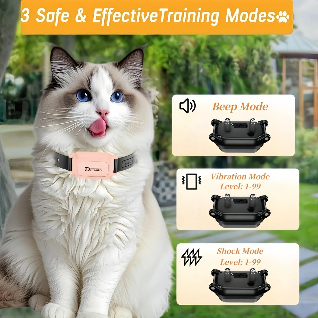 Cat Training Collar,3000-3300FT Cat Shock Collar with Remote，Cat Stop Meowing Collar, Cat Remote Control Collar Pet Products