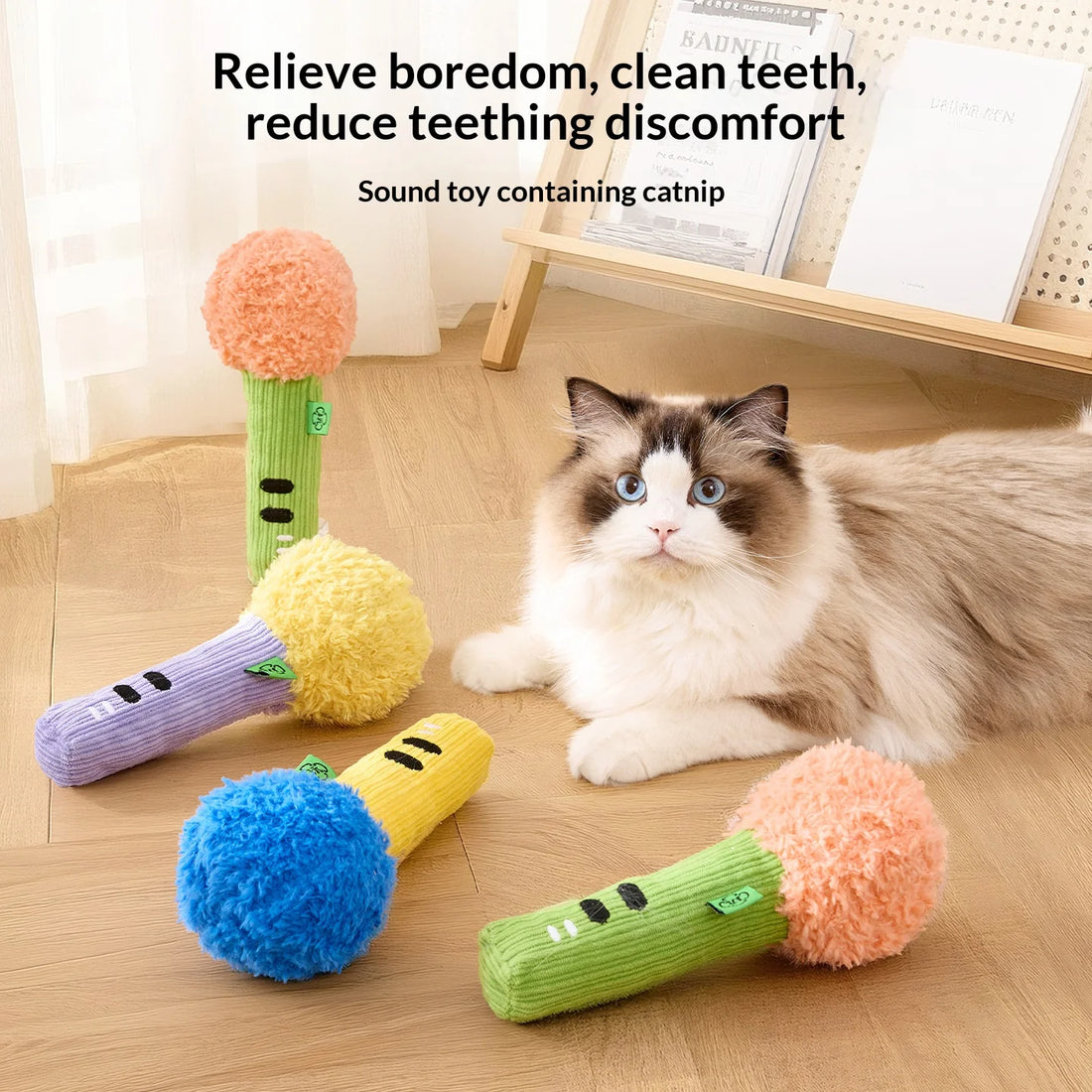 Self Play Cat Toy with Crinkle Sound Paper - Squeaky Matchstick Teaser Wand Boredom Relief Kitten Teething Pet Supplies