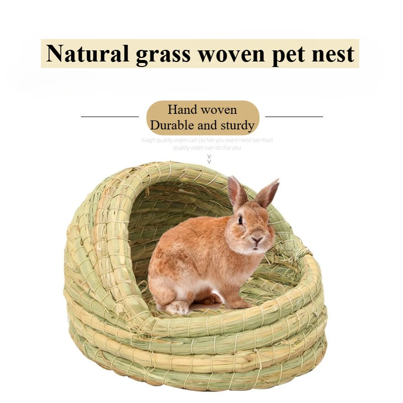 1P Grass Woven Bird Pigeon Nest Carrier Rabbit Grass Nest Grass Mat Hamster Accessories Slippers Rabbit Nest Winter Pet Supplies