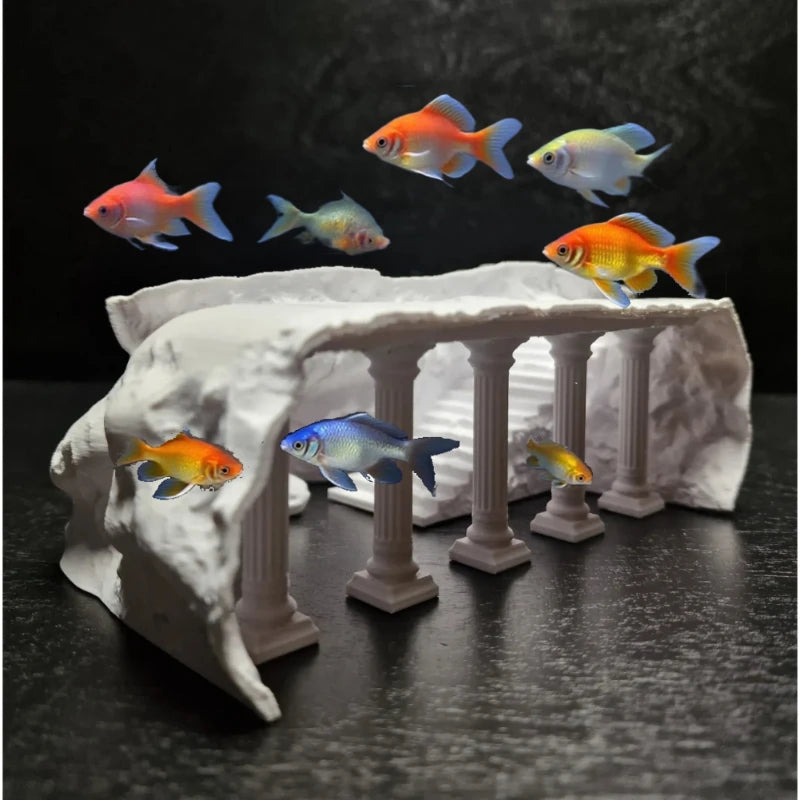 Fish & Aquatic Pet Supplies,Fish Tank Cave Aquascaping,Artificial Roman Column Basement Palace,Fish and Shrimp Hiding House
