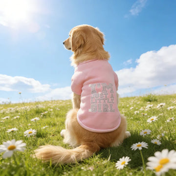 1pc Cute Letter Print Pet Sweatshirt for Dogs & Cats - Soft Pink Pullover with Ribbed Cuffs, Striped Paw Design, Dog Sweater