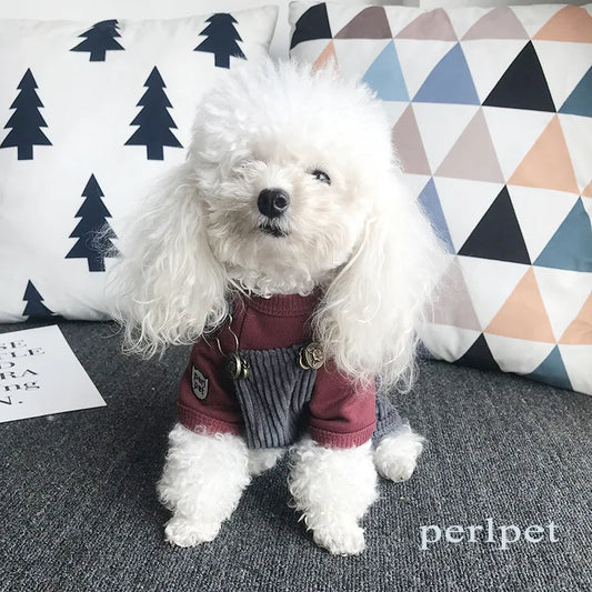 Dog Corduroy Overalls Corduroy Buckle Overalls Pet Four Legged Clothing Dog Clothes Puppy Clothes Pet Coat Outdoor Pants