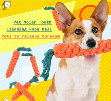 1PC Pet cotton rope toy dog bite appliance hand woven bite resistant cotton rope carrot dog molar pet toy training toy