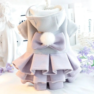 Dog Clothes Autumn/Winter Thick Cat Princess Skirt Cotton Coat Woolen Cake Skirt Small Dog Teddy Pet