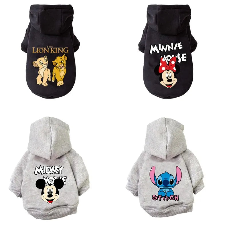 New Disney Anime Pattern Dog Clothes Mickey Minnie Pet Dog Hoodie Small And Medium Dog Vest Outdoor Sweatshirt Bulldog Husky