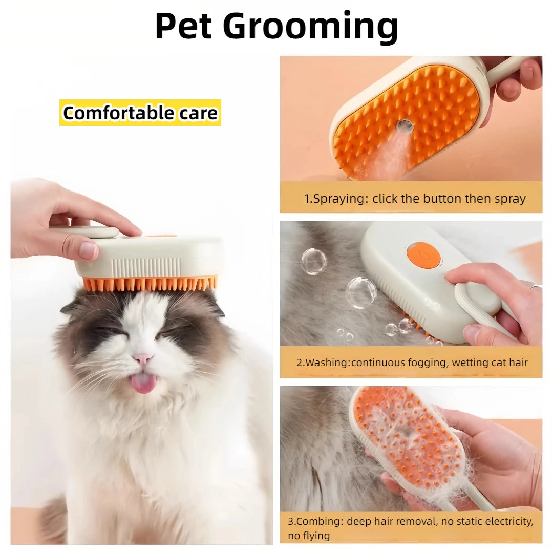 3 In 1 Electric Cat Hair Brush Pet Cleaning Brush Steam Spray Comb Massage Hair Removal Dog Puppy Grooming Comb Pet Supplies