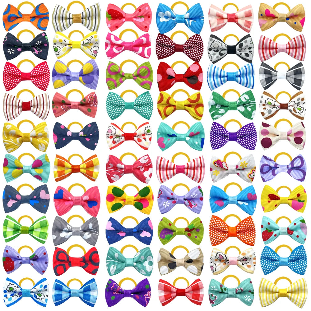 100pcs Handmade Pet Dog Hair Bows for Puppy Small Dogs Grooming Bows Dog Hair Accessories Pet Supplies for Dogs Wedding Party