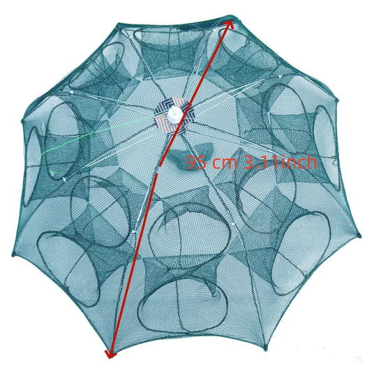 24/20/16/12/10/8/6/4 Holes Portable Fishing Net Shrimp Cage Nylon Foldable Fish Trap Folding Outdoor Automatic Collapsible