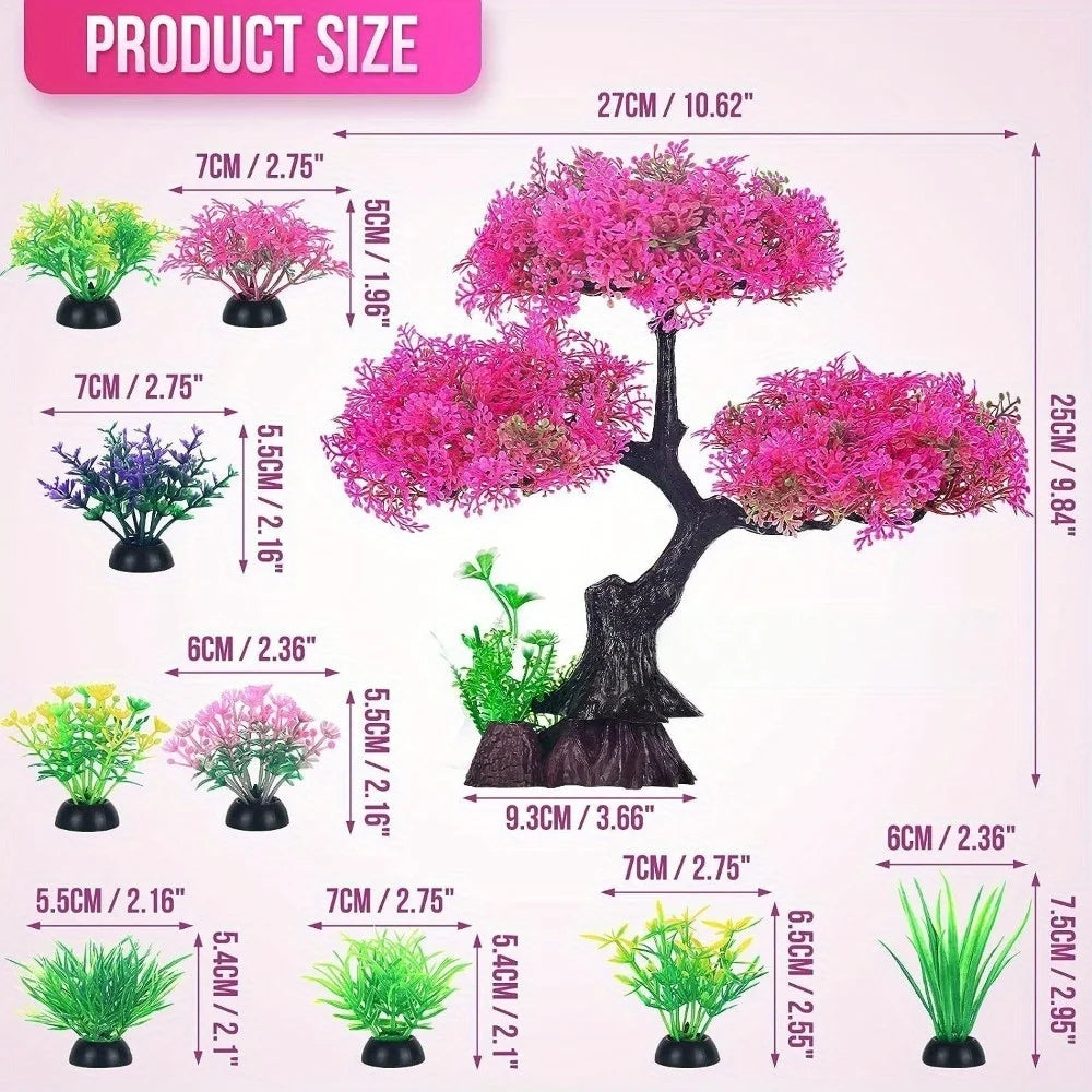 10pcs/set Aquarium Artificial Plastic Plants Decoration Goldfish Tank Betta Fish Tank Plants Water Weeds Ornament Aquarium Decor