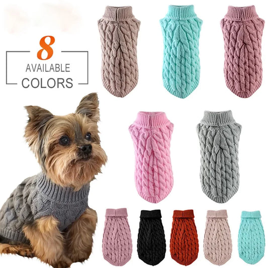 Puppy Dog Sweaters for Small Medium Dogs Cats Clothes Winter Warm Pet Turtleneck Chihuahua Vest Soft Yorkie Coat Teddy Jacket