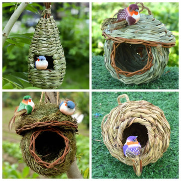 Straw Bird's Nest Cage Outdoor Warm Bird Nest And Bird House Pet Products Decoration Nest Grass Hanging Nest Cage Parrot Cage