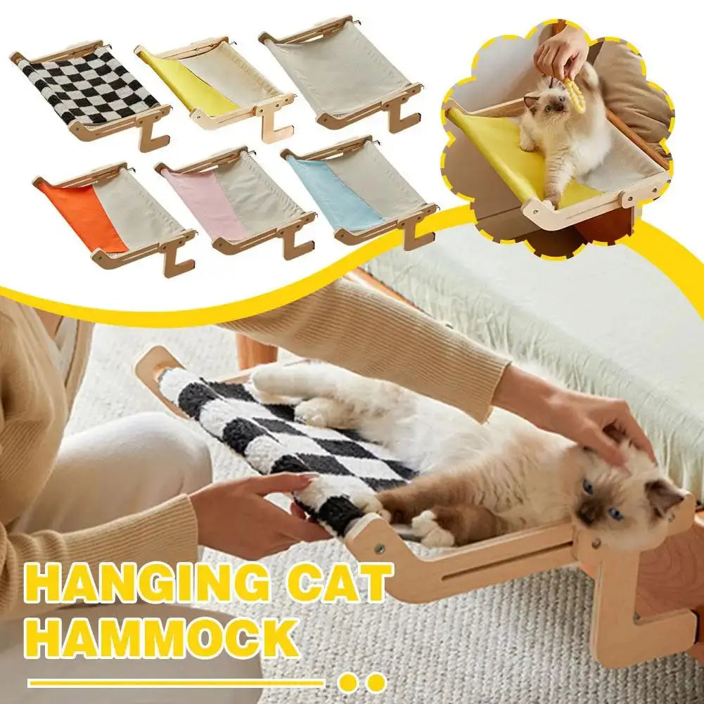 Hanging Wooden Cat Hammock, Sofa House Furniture, Indoor Cozy Sunny Seat, Window Drawers, Chair Backs, Bedside Cat Sleeping Bed