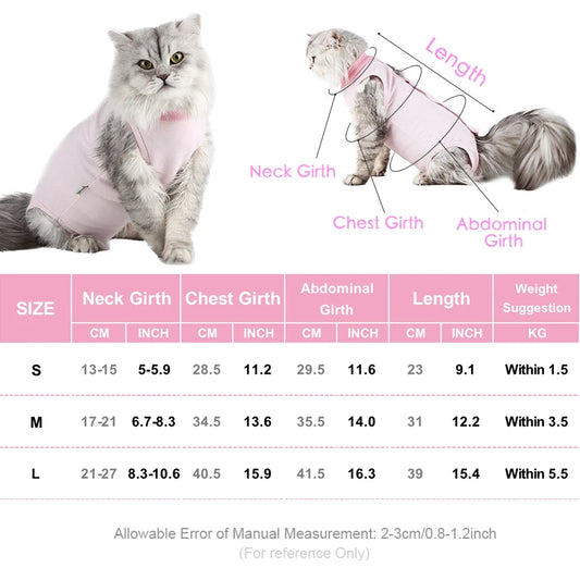 Pet Anti-licking Sterilization Cat Surgery Suit for Small Medium Dog Vest Four-legged Jumpsuit Puppy Kitten Clothes Chihuahua