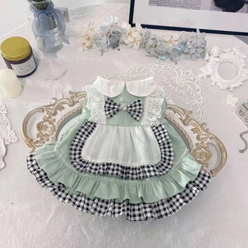 Pet Maid Cute Checkered Dog Cat Princess Cute Cat Clothes Cat Dogs Princess Dress Puppy Clothes Dog Clothes for Small Dogs