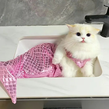Cute Mermaid Pet Skirt Creative Halloween Pet Dressing Flash Cat Dress Coat Dog Cat Pet Clothes for Small Dog 코스프레 Ropa Mascota