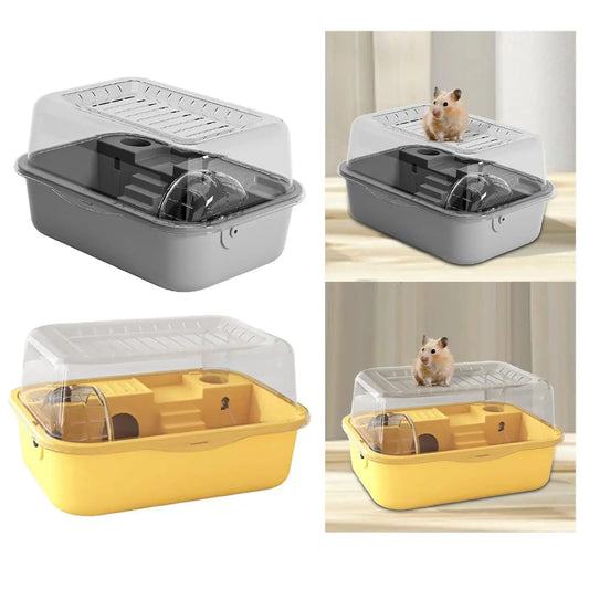 Large Hamster Cage with Water Bottle Openable Top Acrylic Hamster Enclosure Small Animal Cage Exercise Playing House Mice