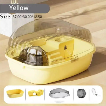 Large Hamster Cage Ventilation Openable Top Transparent Hamster Habitat House for Bunny Gerbils Hedgehog Mice Small Animals