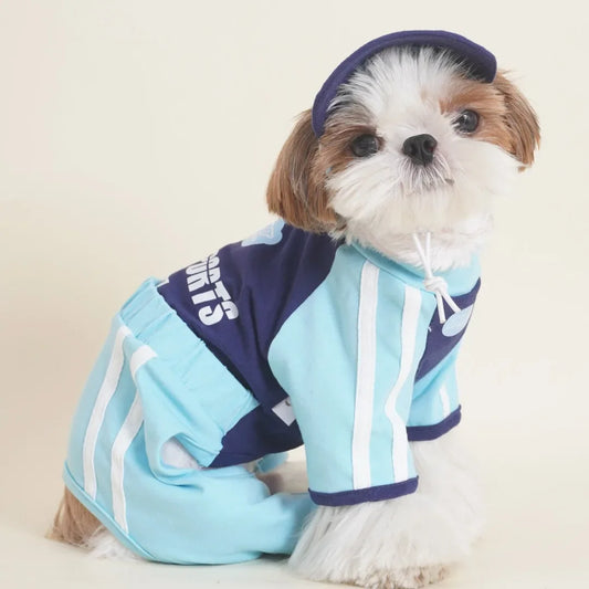 Pet Jumpsuit for Autumn and Winter Snowy Bear Cute Sports Sun Hat Small Dog Cat Four Legged Sportswear Puppy Clothes