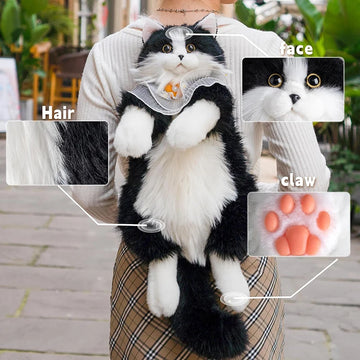 2025 Fashion Black Cat Backpack Super Cute Birthday Gifts Interactive Companion Robot Cat Pets,Handmade Weighted Stuffed Animals