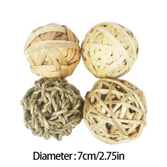 7CM Chewing Braided Ball Guinea Pig Rabbit Hamster Small Animal Play Pet Interactive Chew Toy Natural Grass Ball New