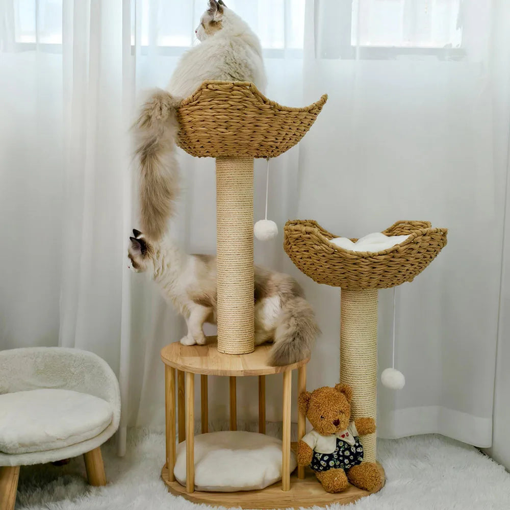 3-Tier Cat Tree Padded Plush Napping Perches Kitten Condo Sisal Rope Scratching Posts and Hanging Toy Tower for Indoor Kitties