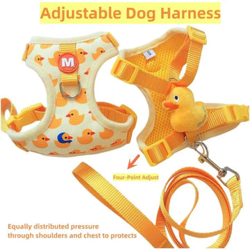 Small Dog Harness and Leash Set, Four-Point Adjustable Soft Mesh Dog Vest Harness and Quickly Release Buckle 5Ft Nylon Dog Leash