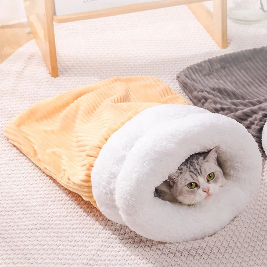 Warm Cat Sleeping Bag Soft dog Bed Comfortable Tunnel Cat Nest Closed Pet House For Cats Lovely Cat Accessories