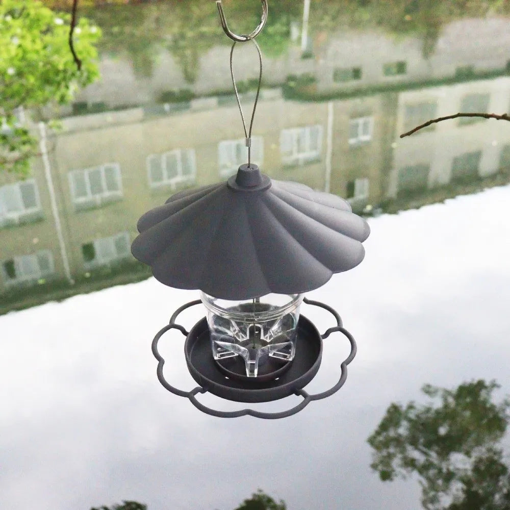 Folding Hanging Wild Bird Feeder with Lanyard Gazebo Style Hummingbird Feeder Waterproof Large Capacity