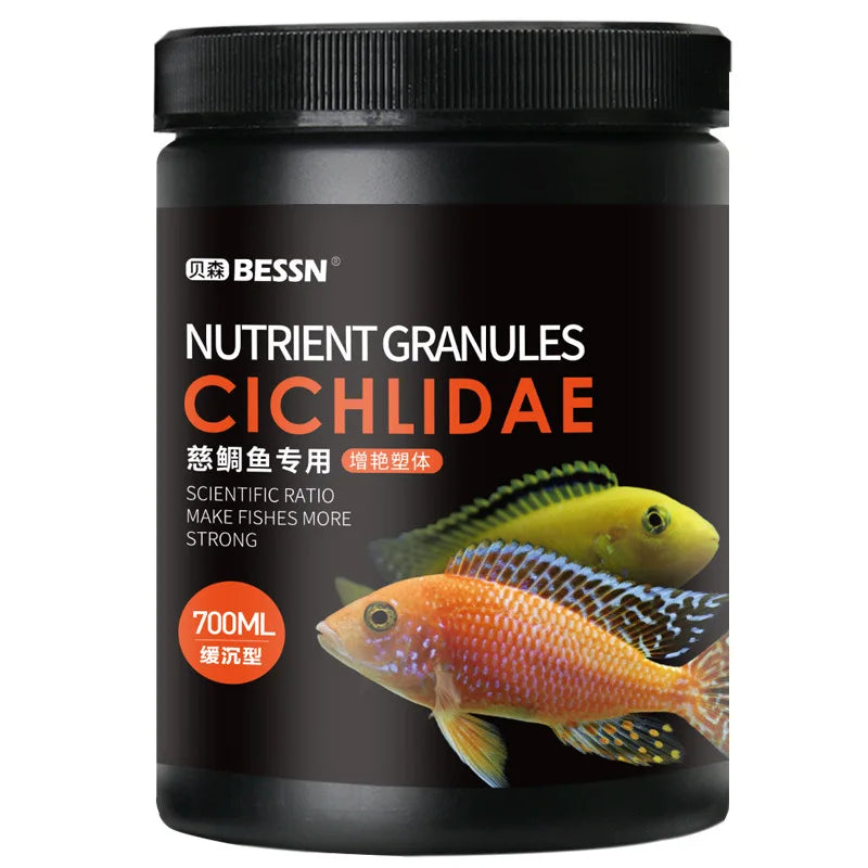 BESSN African Cichlid Food-Slow Sinking Color Enhancing Pellets for Mbuna,Frontosa&Tanganyika Fish- Algae-Based Formula