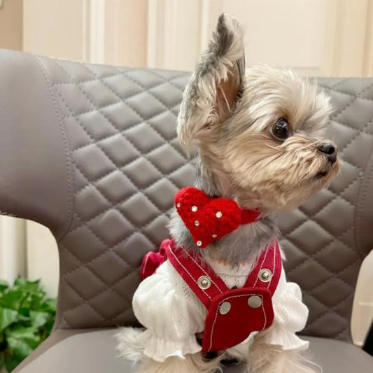 Pets Dogs Cats Christmas Handmade Hooked Love Collar Lovely Bow Tie Knitted Neck Collar New Year's Holiday Necklace Neck Ring