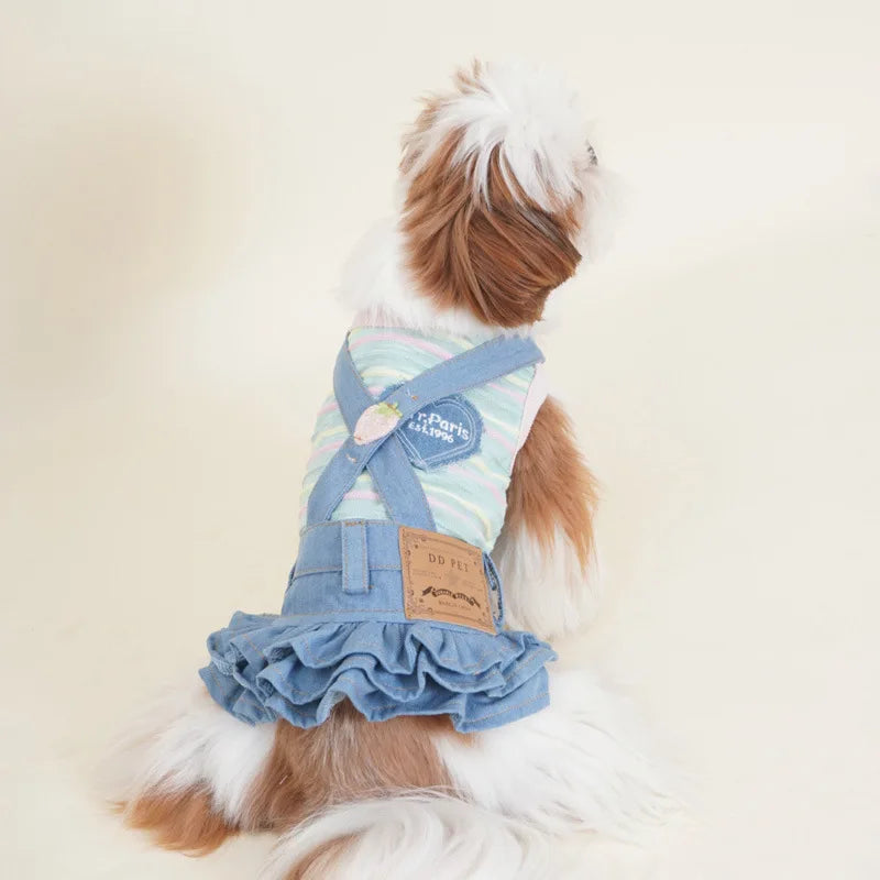 Dog Denim Strap Skirt Pet Clothing Pet Spring/summer Small Dog Denim Strap Skirt Dog Dresses for Small Dogs Clothes Designer