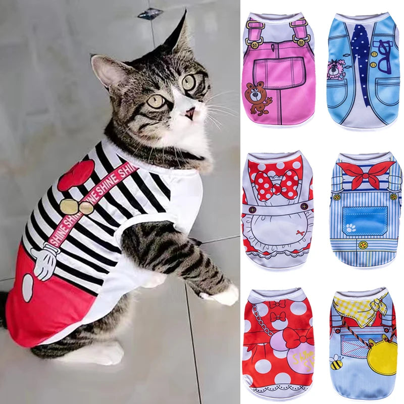 Sweet Print Sphynx Cat Clothes Costume Summer Pet Vest for Cats Gotas Rabbit Persian Kitten mascotas Clothing ubranko dla kota